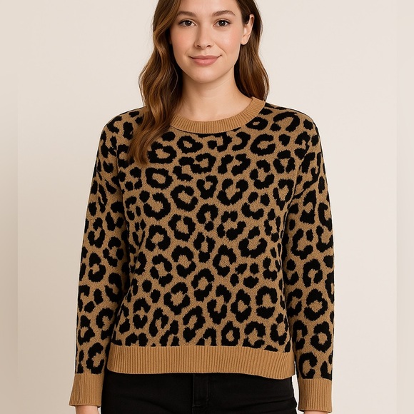 Apt. 9 Crew Neck Pull Over Sweater- Cheetah Print - Picture 1 of 4
